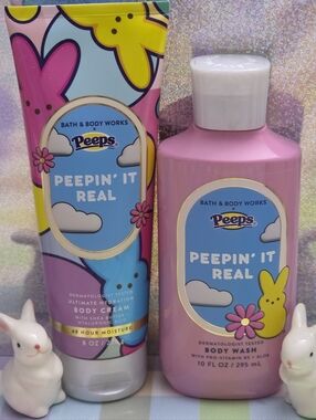 Bath & Body Works x Peeps Peepin' It Real Body Wash & Body Cream Set NEW